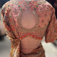 Peach Champagne Heavy Embroidered Designer Saree with Statement Blouse