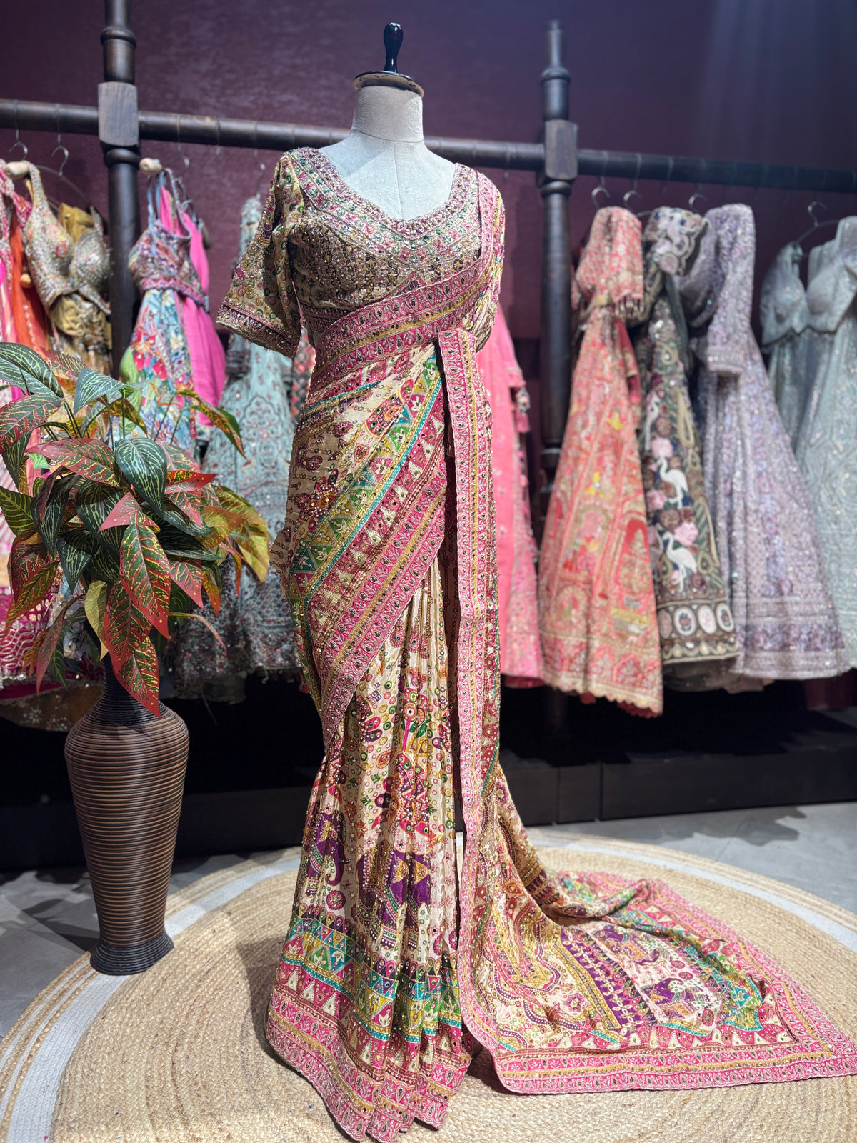 Grand Designer heritage saree With Designer Blouse