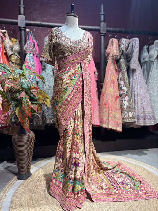 Grand Designer heritage saree With Designer Blouse