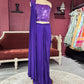 Purple Designer Drape Saree with Mirror Work