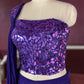 Purple Designer Drape Saree with Mirror Work