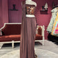 Brown  Designer Drape Saree with Mirror Work Blouse