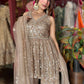Champagne Gold Sequin Embellished Peplum Sharara Set with Dupatta
