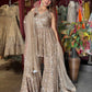 Champagne Gold Sequin Embellished Peplum Sharara Set with Dupatta