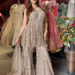 Champagne Gold Sequin Embellished Peplum Sharara Set with Dupatta