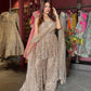 Champagne Gold Sequin Embellished Peplum Sharara Set with Dupatta