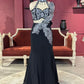 Black Designer Lehenga with White Floral Embroidery Detailing