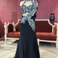 Black Designer Lehenga with White Floral Embroidery Detailing