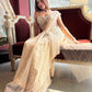 Champagne Gold Sequin Draped Saree with Embellished Corset Blouse
