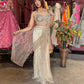 Champagne Gold Sequin Draped Saree with Embellished Corset Blouse