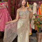 Champagne Gold Sequin Draped Saree with Embellished Corset Blouse