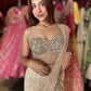 Champagne Gold Sequin Draped Saree with Embellished Corset Blouse