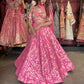 Rani Pink Gold Floral Embroidered Designer Lehenga with Dupatta