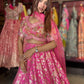 Rani Pink Gold Floral Embroidered Designer Lehenga with Dupatta
