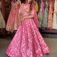 Rani Pink Gold Floral Embroidered Designer Lehenga with Dupatta