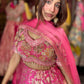 Rani Pink Gold Floral Embroidered Designer Lehenga with Dupatta