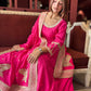 Rani Pink Embroidered Anarkali Gown with Designer Dupatta