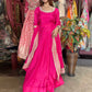 Rani Pink Embroidered Anarkali Gown with Designer Dupatta