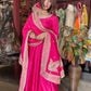 Rani Pink Embroidered Anarkali Gown with Designer Dupatta