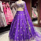 Purple Embroidered Lehenga with Designer Blouse & Net Dupatta