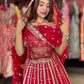 Deep Red Bridal Lehenga with Heavy Gold Embroidery & Dupatta