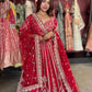 Deep Red Bridal Lehenga with Heavy Gold Embroidery & Dupatta