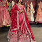 Deep Red Bridal Lehenga with Heavy Gold Embroidery & Dupatta