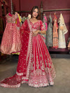 Deep Red Bridal Lehenga with Heavy Gold Embroidery & Dupatta