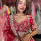 Deep Red Bridal Lehenga with Heavy Gold Embroidery & Dupatta