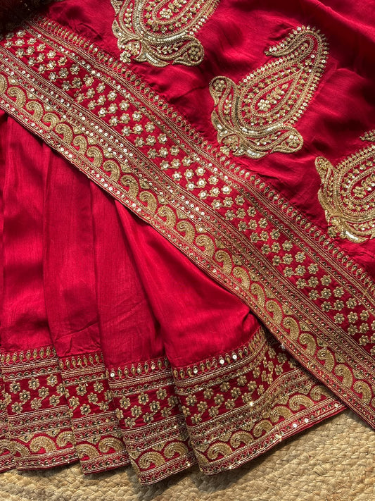 Designer Saree with Intricate Golden Paisley Embroidery, Shimmering Sequin Work