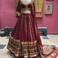 Wine Maroon Designer Lehenga Choli with Gold Work & Dupatta