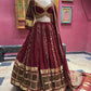 Wine Maroon Designer Lehenga Choli with Gold Work & Dupatta
